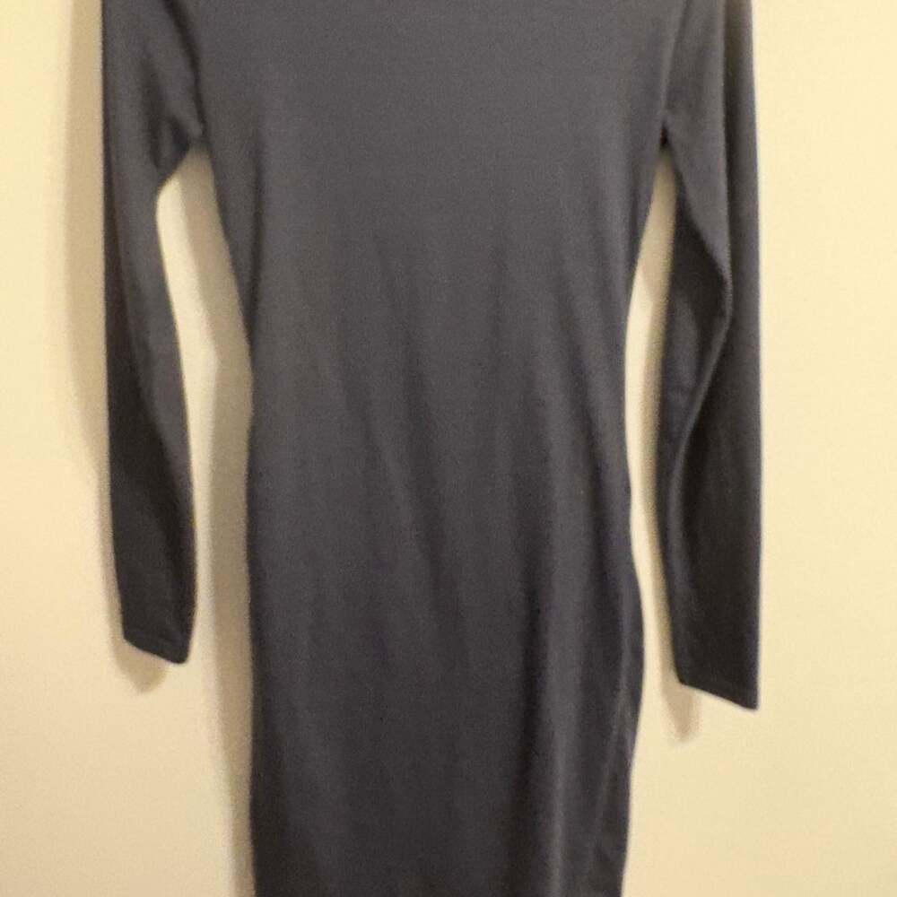 Leith Long Sleeve Ruched Side Bodycon Dress in Heather Gray Small - Picture 2 of 3